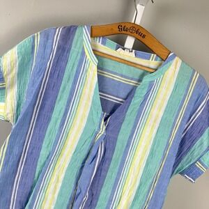 Escape by Habitat Stripe Top Womens M Boxy Stretch Cotton Resort Coastal
